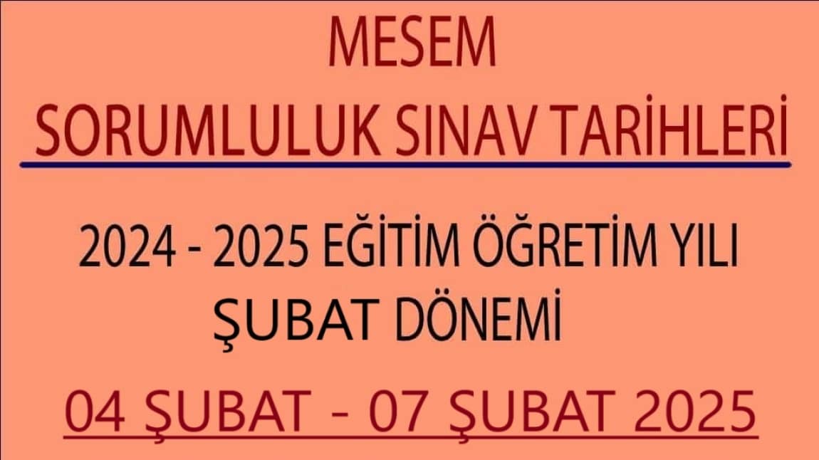 MESEM ŞUBAT DÖNEMİ SORUMLULUK SINAV PROGRAMI - ÖĞRENCİ DERS LİSTESİ